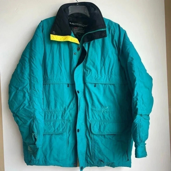 VTG Goose Down Feathers Adventure Gear Coat Mens Size Large Powder Gear Ski Snow - Picture 1 of 14